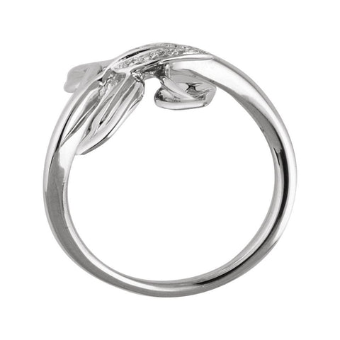 14k White Gold .07 CTW Diamond Leaf Ring, Size 7