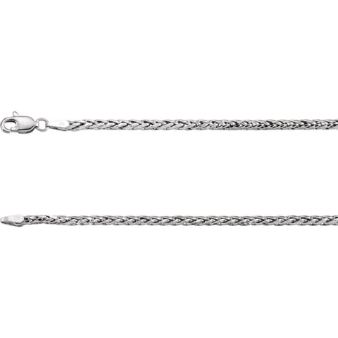 14k White Gold 3mm Hollow Wheat 20" Chain