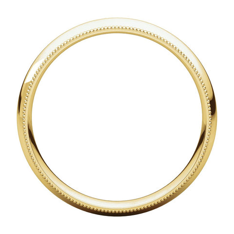 14k Yellow Gold 4mm Milgrain Comfort Fit Band, Size 9