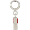 Sterling Silver 23.5x2.7mm Kera Red Crystal Heart Key Charm