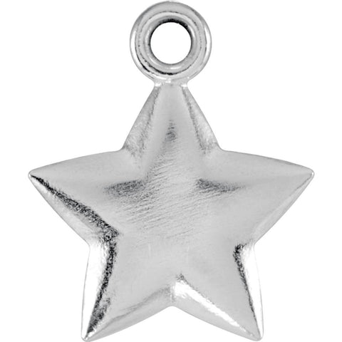 Sterling Silver 11.5x9.75mm Puffed Star Charm with Jump Ring