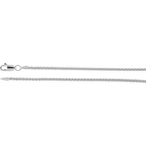 14k White Gold 1.8mm Wheat 18" Chain