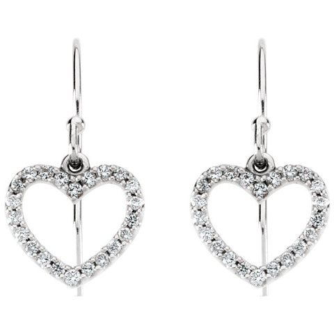 14k White Gold Heart Earrings