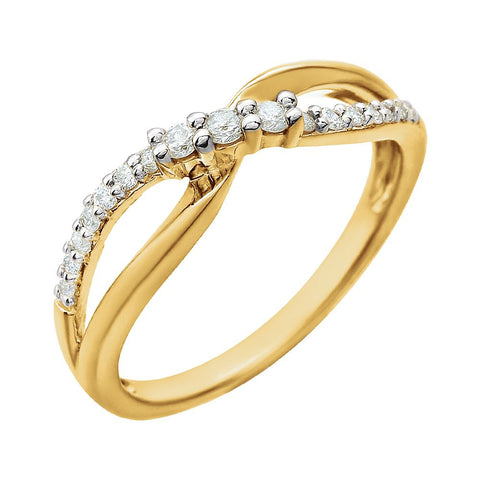 14k Yellow Gold & White 1/5 CTW Diamond Ring, Size 7