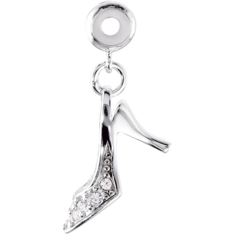Sterling Silver 12x6.6mm Kera Crystal Stiletto Charm