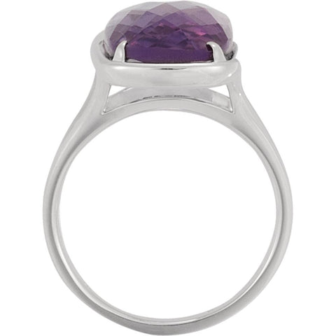 Sterling Silver 25x10mm Rose Quartz Ring, Size 7