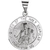 Hollow Round Scapular Medal in 14k White Gold
