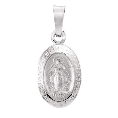14k White Gold 14.75x11mm Oval Miraculous Medal