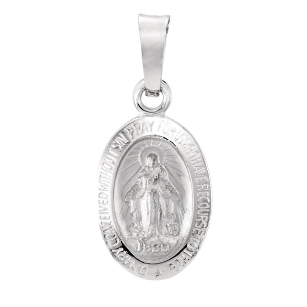 14k White Gold 12x8mm Oval Miraculous Medal