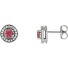 14K White Gold Pink Tourmaline & 1/5 CTW Diamond Earrings