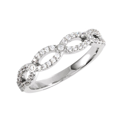 14k White Gold 1/4 CTW Diamond Band, Size 7