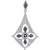 1/6 CTTW Black Rhodium Plated Genuine Blue Sapphire and Diamond Pendant in Sterling Silver