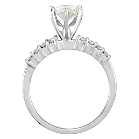 14k White Gold 6.5mm Round Forever Classic™ Moissanite Accented Engagement Ring, Size 7