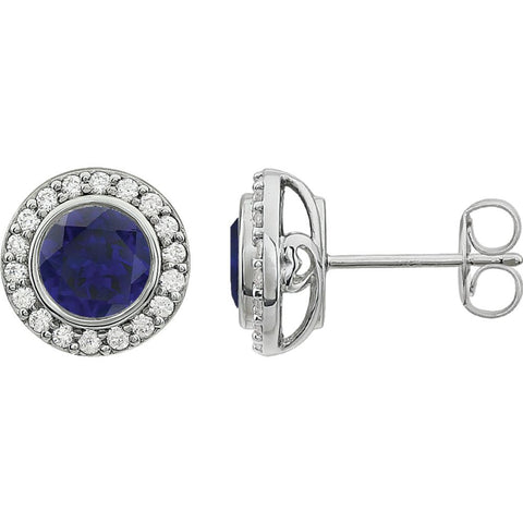 Sterling Silver Dark Blue Cubic Zirconia Earrings