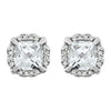 14k White Gold Created White Sapphire & 1/10 CTW Diamond Earrings