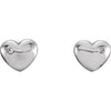 14k White Gold .02 CTW Diamond Heart Earrings