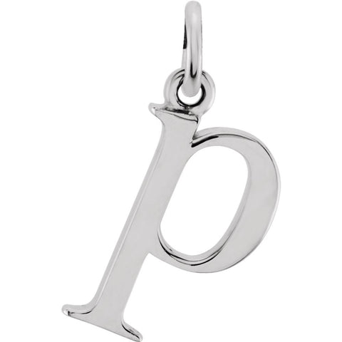 14k White Gold "p" Lowercase Initial Pendant