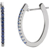 14K White Gold 20X14.5mm Sapphire Hoop Earrings