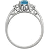 14k White Gold Swiss Blue Topaz & .04 CTW Diamond Ring, Size 7