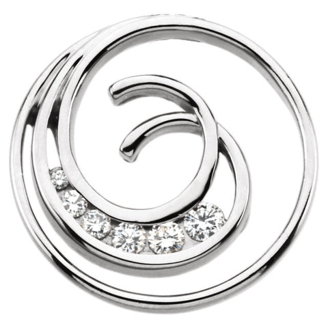14k White Gold Journey Diamond Spiral Pendant