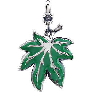 Sterling Silver Enamel Leaf Charm