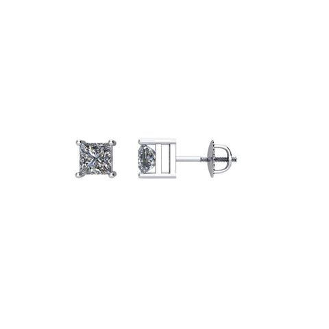 14k White Gold 1/2 CTW Diamond Threaded Post Stud Earrings