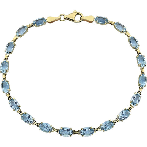 14k Yellow Gold Sky Blue Topaz 7" Bracelet