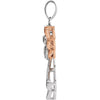 Sterling Silver 29x17.8mm Diamond Angel Pendant with Rose Gold Vermeil