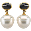 14k White Gold South Sea Cultured Pearl & Onyx Earrings