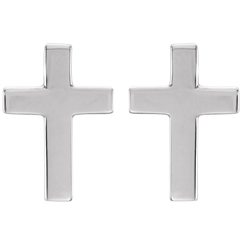 14k White Gold 10x6mm Cross Earrings