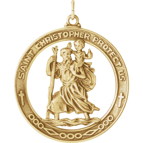 14k Yellow Gold 38.75mm St. Christopher Medal