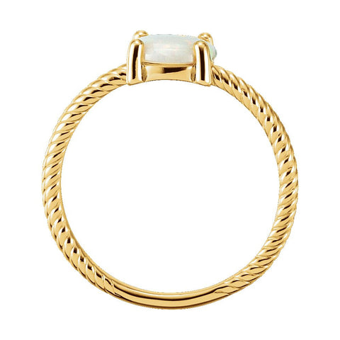 14k Yellow Gold Opal Cabochon Ring, Size 7