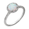 Sterling Silver Created Opal & 0.01 ctw. Diamond Ring, Size 7