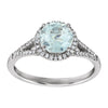 14k White Gold Aquamarine & 1/5 CTW Diamond Ring, Size 7