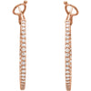14k Rose Gold 1 1/3 CTW Diamond Inside/Outside Hoops