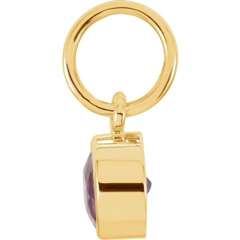 14k Yellow Gold Imitation Amethyst Birthstone Charm