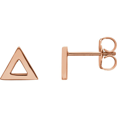 14k Rose Gold Triangle Earrings