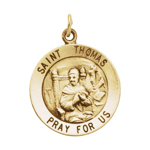 14k Yellow Gold 18.25mm Round St. Thomas Medal