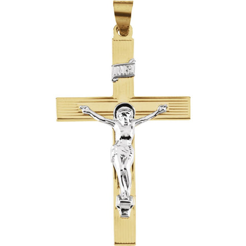 14K Yellow & White 39x26mm Crucifix Pendant