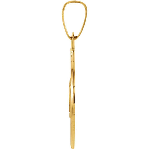 14k Yellow Gold 15mm Round Mazel Good Luck Medal