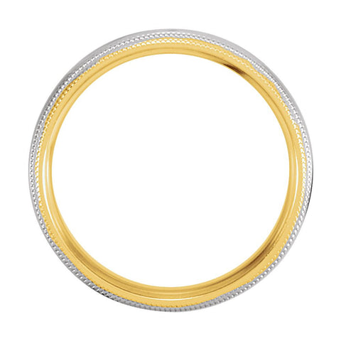 14K White & Yellow Gold 5.5mm Comfort-Fit Double Milgrain Band Size 9.5