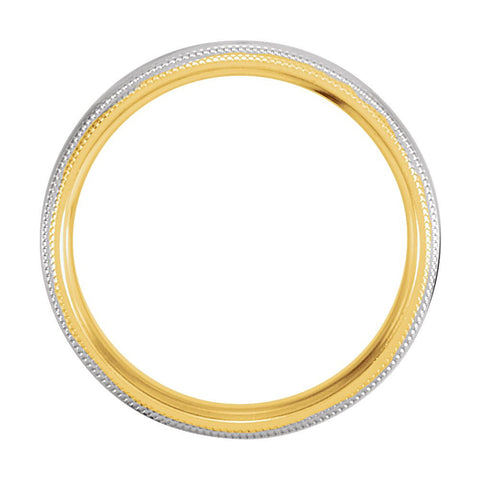14K White & Yellow Gold 5.5mm Comfort-Fit Double Milgrain Band Size 10