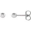 03.00 mm Pair of Ball Earrings with Bright Finish and Backs in 14K White Gold