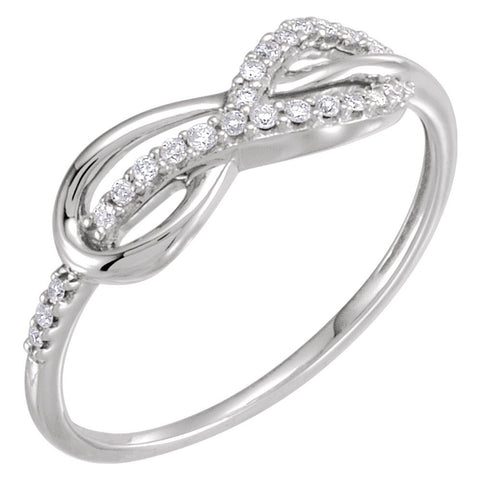 14k White Gold 1/10 CTW Diamond Infinity-Inspired Knot Ring, Size 7
