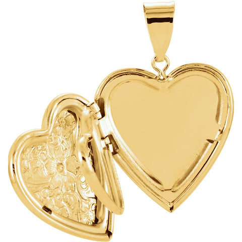14k Yellow Gold .01 CTW Diamond Floral-Inspired Heart Locket