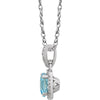 14k White Gold Sky Blue Topaz & 1/8 CTW Diamond 18" Necklace