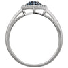 14k White Gold 1/6 CTW Blue & White Diamond Cluster Ring, Size 7