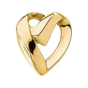14k Yellow Gold Heart Chain Slide