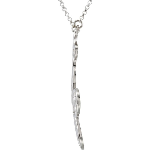 Sterling Silver Flower & Butterfly 18" Necklace