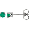 14k White Gold Imitation Emerald Kid's Earrings